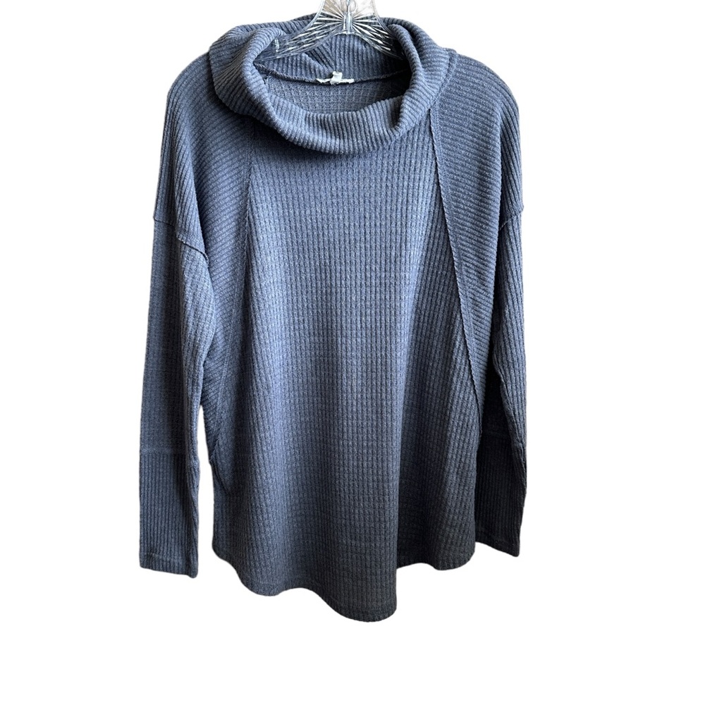 Maurices Gray Waffle/Rib Knit Soft Lightweight Cowl Neck Sweater Sz Medium